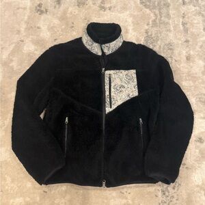 Men's Black Fleece Jacket with Paisley Detail